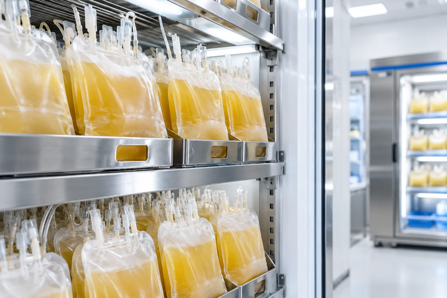 Poches de plasma en stockage contrôlé